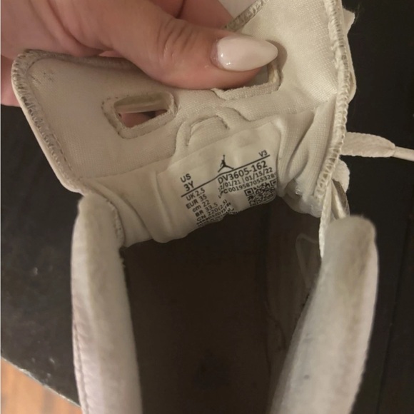 Jordan Kids White and Red High-Top Sneakers - Picture 4 of 5